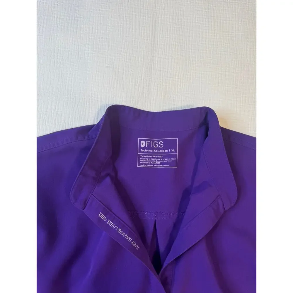 FIGS Rafaela Oversized Scrub Top Digital Grape Purple Women's XL Retired Rare LE - Picture 4 of 15